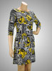VEGAS Paris Kleid 3/4-Arm Kreise Schwarz Gelb