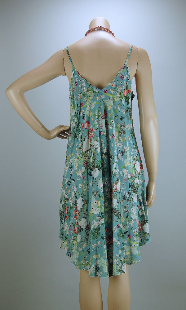 ITALY Sommer Kleid kurz Hängerchen Viskose türkis mit Blumen TOP