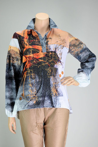 Missy Oversize Poloshirt Bluse WILD ART