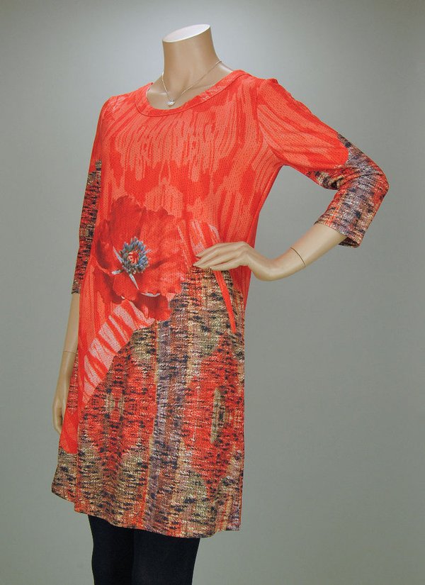 LULU-H Paris Kleid 3/4-Arm orange-rot