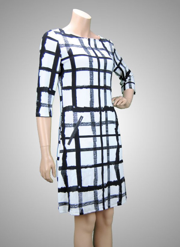 VEGAS Paris Kleid 3/4-Arm schwarz weiß Quadrate