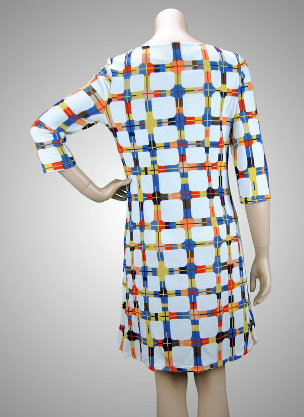 VEGAS Paris Kleid 3/4-Arm bunt mit weißen Quadraten