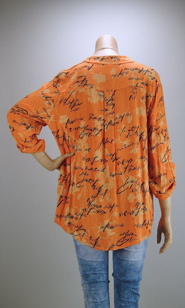 Hemdbluse Fischerhemd Bluse "Letters" Orange oder Gelbgrün