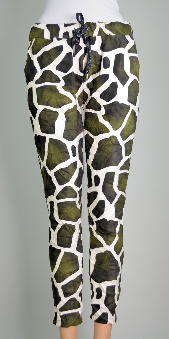Joggpants Hose mit Animal Print Giraffe in Khaki