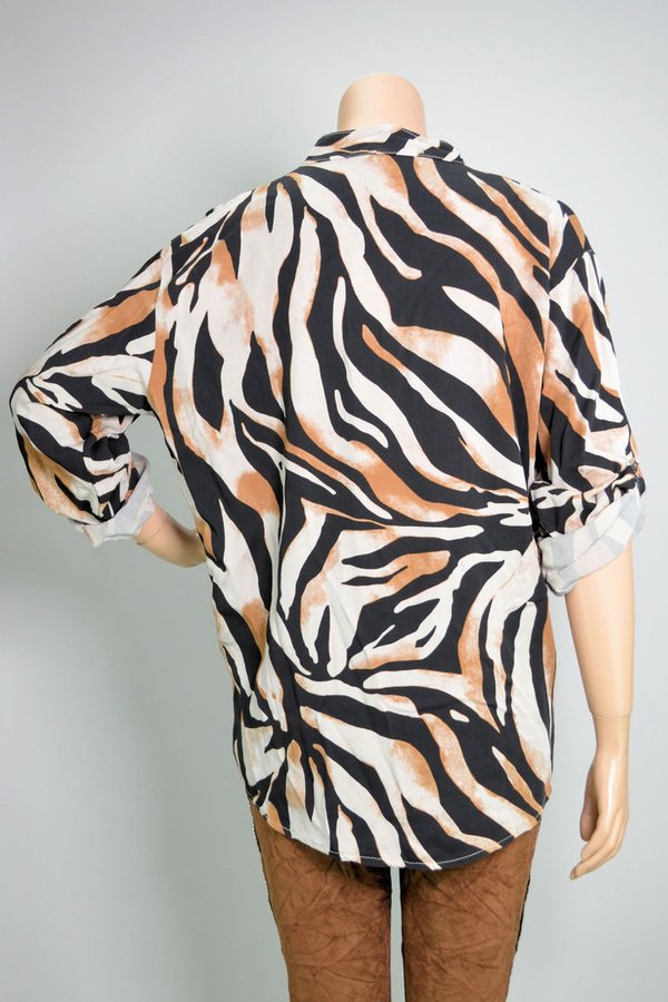 ITALY Oversize Langarmshirt Animal Zebra Print