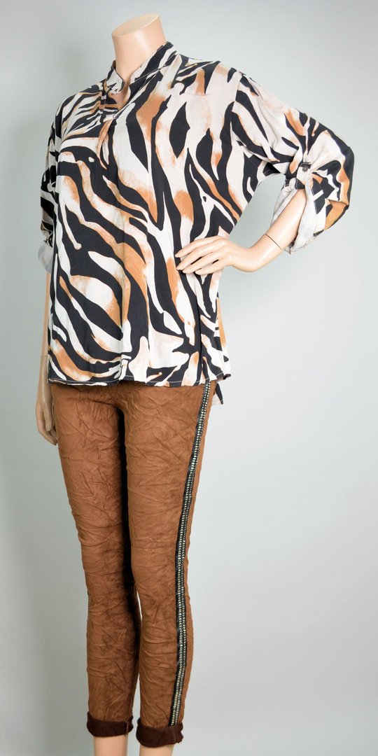ITALY Oversize Langarmshirt Animal Zebra Print