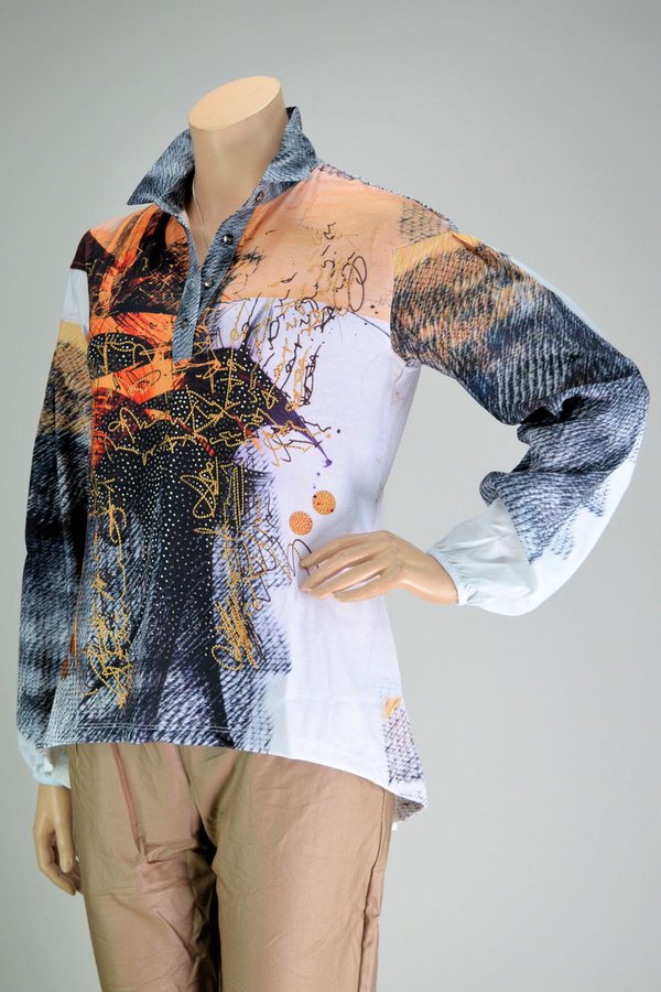 Missy Oversize Poloshirt Bluse WILD ART