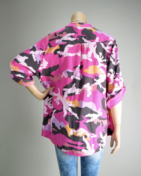ITALY Hemdbluse Fischerhemd Camouflage Pink