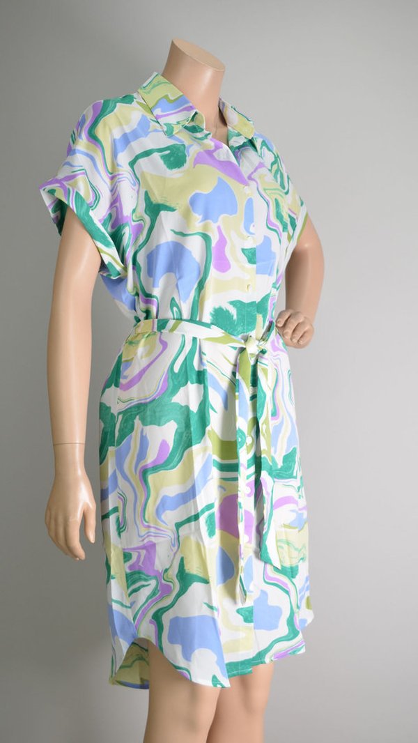 Unika Paris Kleid Kurzarm Hemdblusenkleid Bunt Pastell