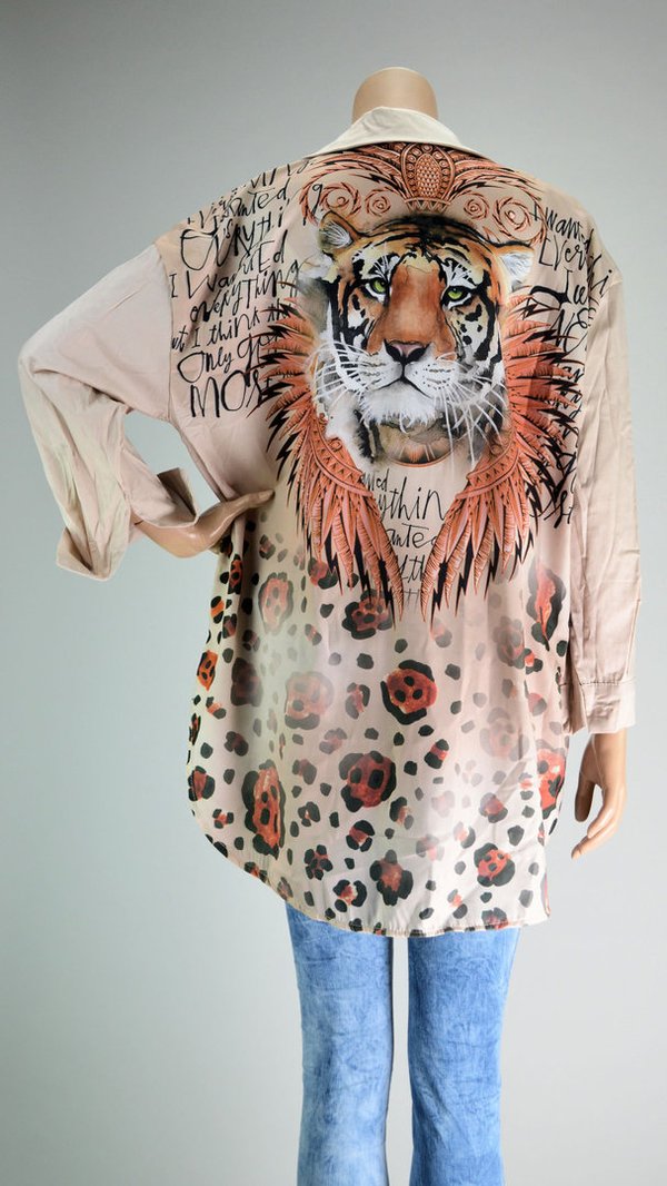 ITALY Longbluse "Tiger" - Beige